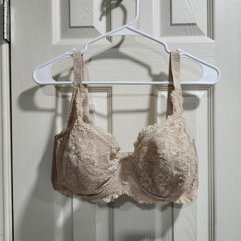 Triumph Lace Underwire Bra 42F Beauty Full Cup Support Comfort Smoothing Nude